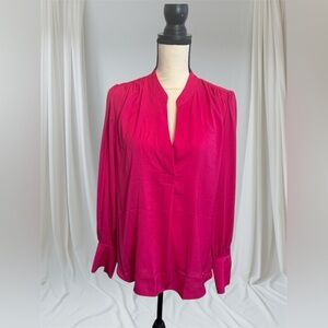 Two Banana Republic Volume VNeck Blouses Pink & Beige Women's Size L